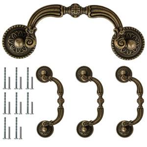 lot 10684 image: Kyuionty 4 Pack 3.5 Hole Center Bail Pull Antique Bronze Drawer Handle