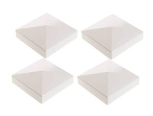 lot 10701 image: Sedmoon 4inch Vinyl Pyramid Style Fence Post Cap 4 x 4 Vinyl Pyramid Fence Post Cap for Mailbox, Lamp Post, Deck, Dock, Piling Caps (4)