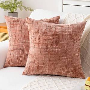 lot 10703 image: ZSkogur Decorative Throw Pillow Covers 18x18 Inch Set of 2, Soft Solid Farmhouse Chenille Couch Pillows, Spring Pillow Covers for Couch Sofa Bed Living Room Home Decor Pillowcase, Coral