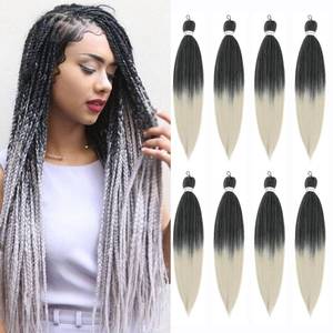 lot 10722 image: AIBEISI Prestretched Braiding Hair - 30 Inch 8 Packs Natural Black White Braiding Hair Prestretched For Twist or Box Braids, Yaki Texture Hot For Women For Hot Water Setting (30 Inch, 1B613-8P)