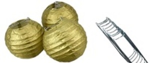 lot 10725 image: Quasimoon Paper Lantern 3Piece Set 4Inch Gold Round