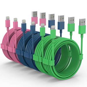 lot 107574 image: iPhone Charger Cables Apple MFi Certified, 6 Pack (3366610 FT), Fast Charging Lightning Cable for iPhone 14131211 Pro MaxXS MAXXRXS iPad AirPods, Green, Pink, Blue