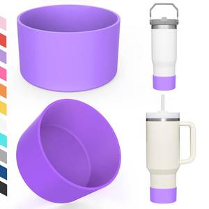 lot 107599 image: Airboat Upgrade 2PCS Protective Silicone Boot Bumper for Stanley Quencher Adventure 40oz 30oz IceFlow 20oz 30oz Tumbler, Water Bottle Bottom Sleeve Cover Accessories for Stanley Mug Cup(Light Purple)