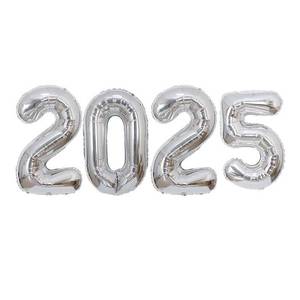 lot 107616 image: 16 Inch 2025 Balloons Number 2025 Foil Balloons for New Years Eve Party Supplies Anniversary Party Graduation Decorations Home Office Decoration, Silver