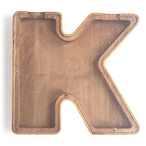 lot 107637 image: Large Wooden Letter Piggy Bank for Boys, Initial Alphabet Personalized Clear Unbreakable Wood Coin Money Bank
