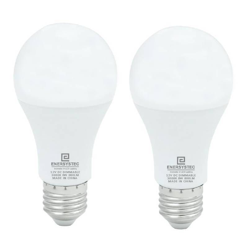 lot 7641 image: Low Voltage 12V Dimmable LED Light Bulb 8 Watt 12 Volt DC Dimming E26 E27 Medium Light Base Regular Bulb A19 Size 12VDC for Solar Power System, Off Grid Power System 2 Pack