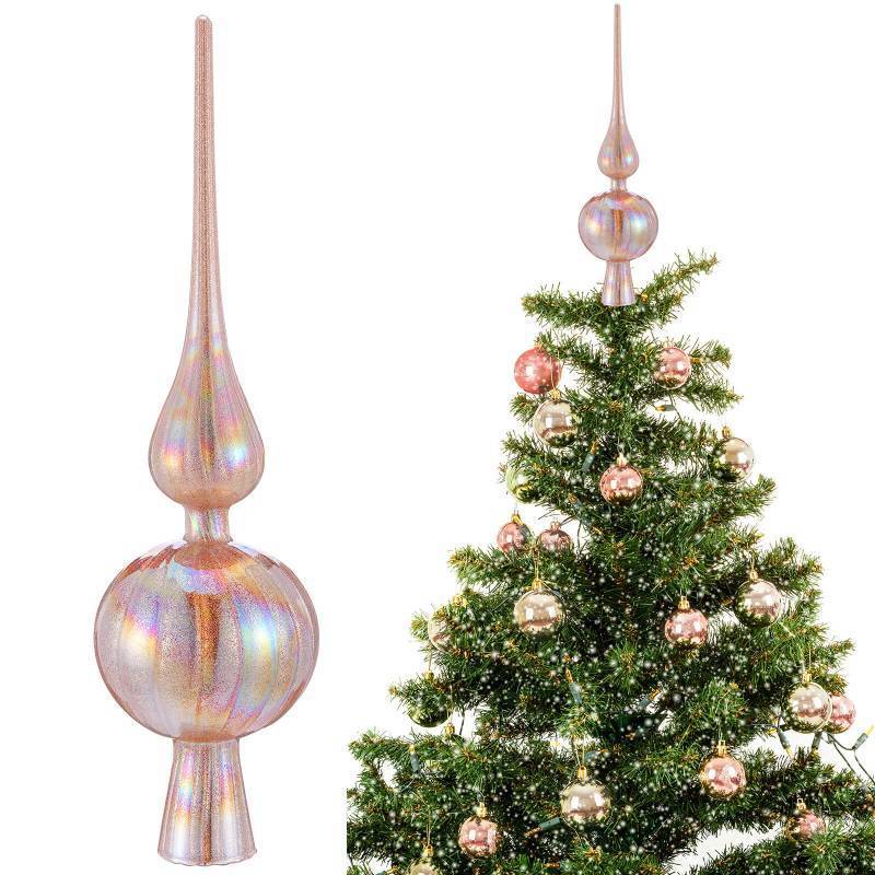 lot 19077 image: Gejoy 12 Mercury Glass Christmas Tree Topper,Classic,Glitter - Retail $20