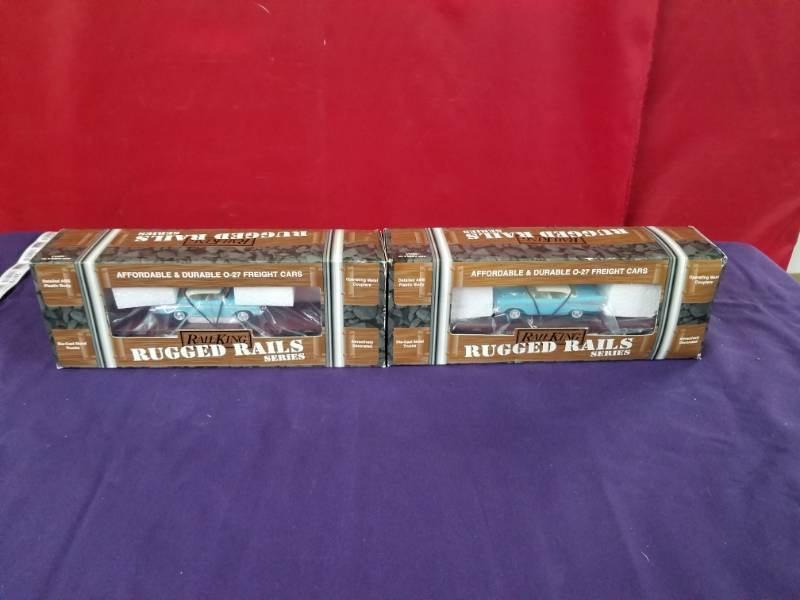 lot 2410 image: Rail King Rugged Rails Series Flat w 1957 Chevy - (2)