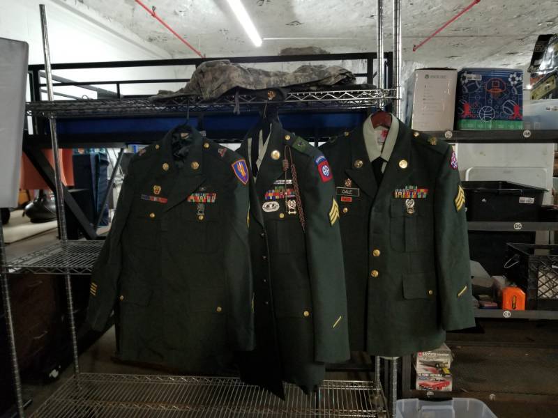 lot 2444 image: Large Lot of Army Uniforms, Medals and Dungarees