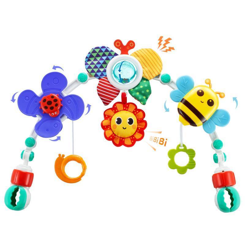 lot 19181 image: Lynncare Adjustable Arch Bassinet Toys for Infant & Toddlers, Stroller Arch, Baby Crib Toys with Fascinating Hanging for Stimulating Babys Senses and Developing Motor Skills - Retail $20