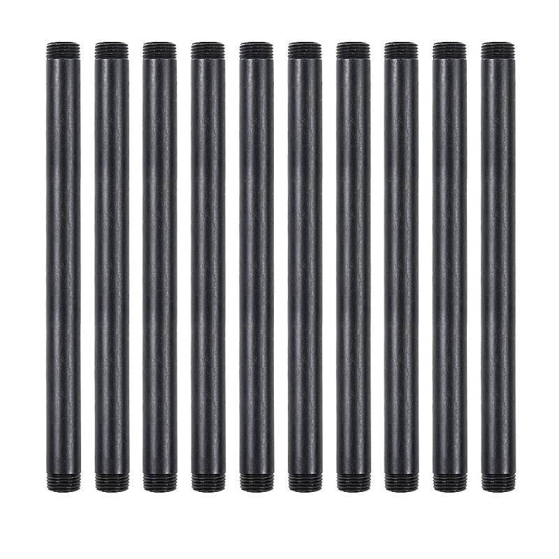 lot 60224 image: Niubid 10 Pack 12 Inches x 10 Inches Black Malleable Steel Nipples Fitting, DIY Steampunk Industrial Vintage Style. - Retail $23