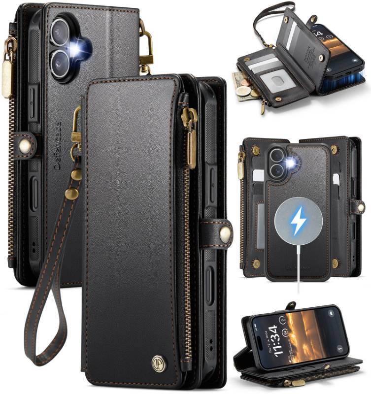 lot 60101 image: Defencase for iPhone 17 Phone Case Wallet Compatible with Magsafe, Black - Retail $33