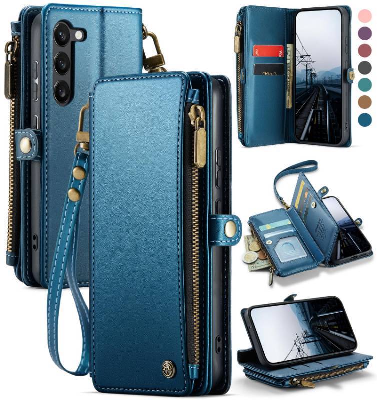 lot 7540 image: Defencase for Samsung Galaxy S23 Wallet Case with RFID Card Holder, Blue