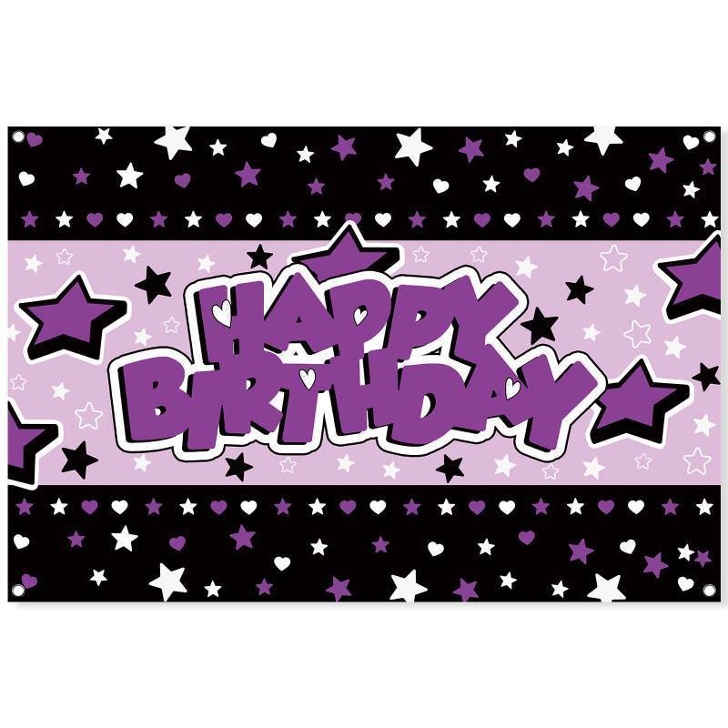 lot 7913 image: Cartoon Purple Star Birthday Party backdrop-5x3ft Photography Party Banner for Baby Shower Boy Girl Birthday Party Home Decor