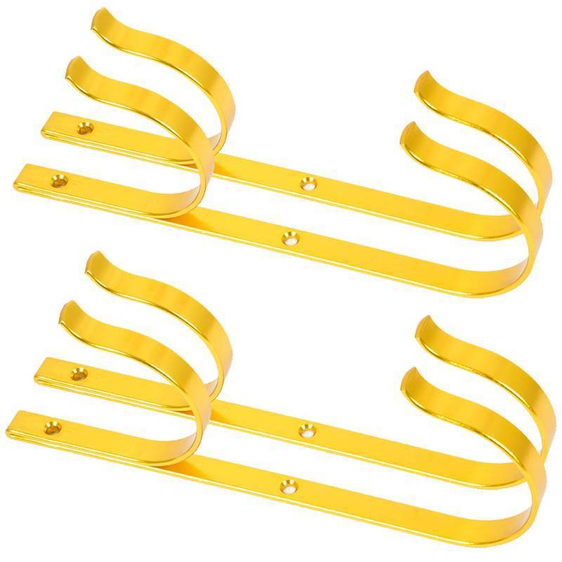 lot 8000 image: katikies Pool Pole Hanger Aluminium Holder Set, Ideal Equipment Hooks for Telescopic Poles, Skimmers, Leaf Rakes, Nets, Brushes, Vacuum Hose, Garden Tools and Swimming Pool Accessories (4-pcs Gold)
