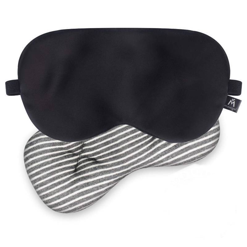 lot 8015 image: Mavogel Weighted Sleep Mask with Cooling Eye Pillow - 100% Pure Silk - Black