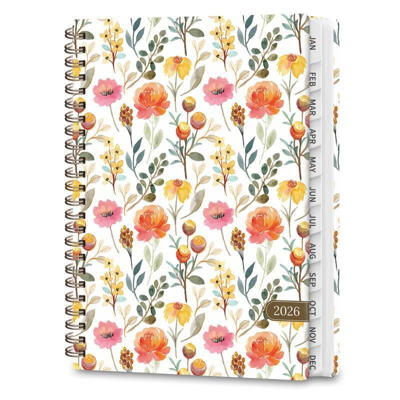 lot 8247 image: Planner 2025-2026, July 2025 - June 2026 Daily Weekly and Monthly Calendar Planner Book with Tabs, Notes Pages, Inner Pocket, Spiral Schedule Agenda A5 Notebook for School, College, Work-GREEN