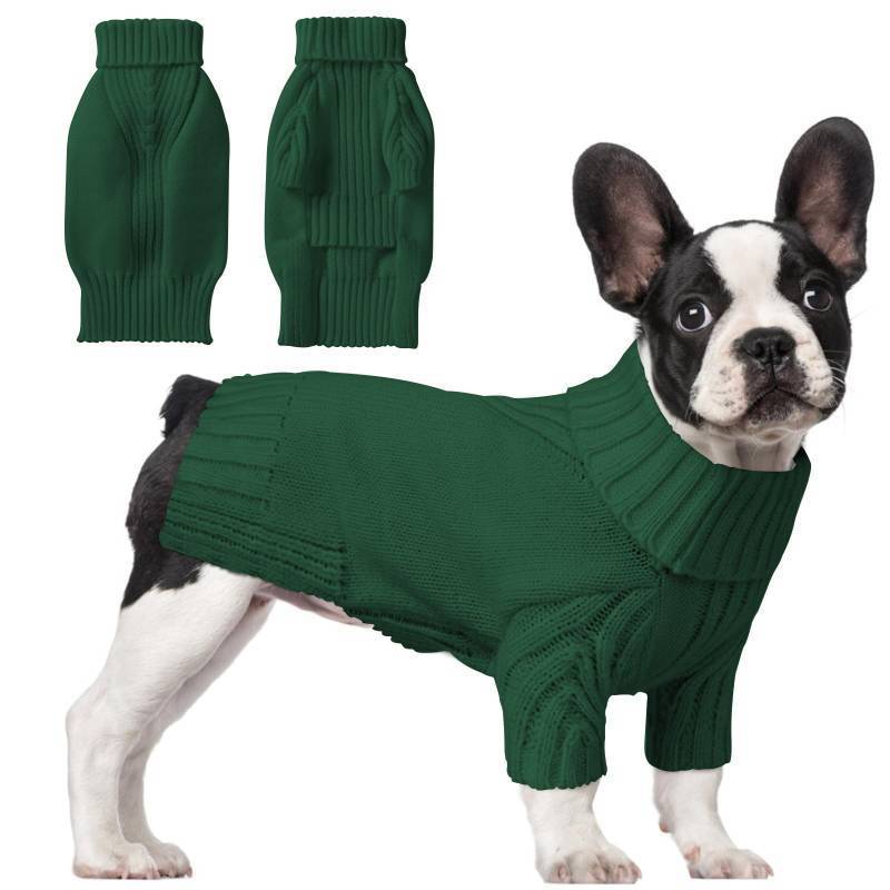 lot 8248 image: Dog Sweaters for Small Medium Large Dog, Classic Turtleneck Pet Clothes Warm Thermal Doggy Winter Coat, Thick Double Knitting Collar Pullover Cold Weather Puppy Jacket for Indoor & Outdoor Wear
