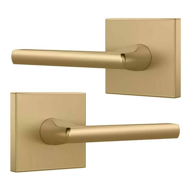 lot 7930 image: Mega Handles  Prime Dummy Door Lever  Pack of 2 Satin Brass - Retail $54