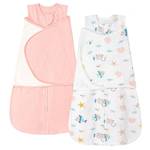 ZIGJOY Sleep Sack Swaddle 1.0 Tog Baby Wearable Blanket 100% Cotton Baby Swaddle Blanket for Newborns 0-6 Months Ocean&Pink - Retail: $26