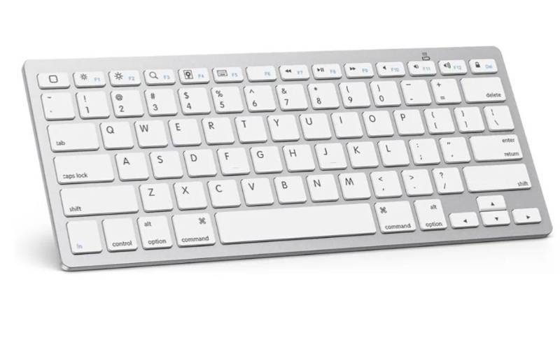 lot 60085 image: OMOTON Ultra-Slim Bluetooth Keyboard for iPad, iPad ProAirMini,iPhoneStable Wireless iOS Keyboard with 12 Multimedia Keys, Portable Size for Office, Business, Travel, School, White
