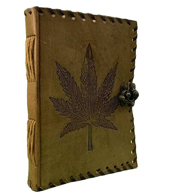 lot 8519 image: Leather Journal, Leather Journal for Men, Leather Journal for Women, Leather Sketchbook, Leather Notebook, Leather Blank Book (5 x 7 Five Leaf Emboss Journal)