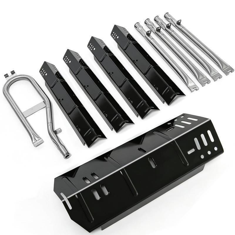 lot 7105 image: FORYEYC Grill Heat Plate Replacement Parts for Dyna-Glo 5 Burner DGH474CRP DGH485CRP DGH483CRP, Heat Plates for Dyna-Glo 4 Burner DGH450CRP Grills, Black Porcelain Steel Heat Plate, 5 Pack