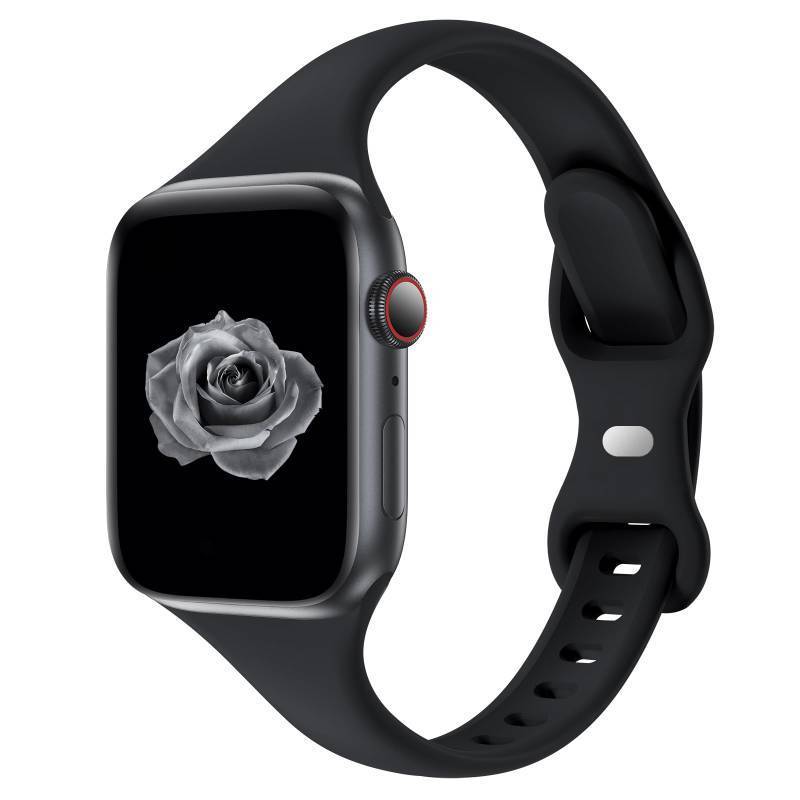 lot 8334 image: Thin Slim Band Compatible with Apple Watch 38mm 40mm 41mm 42mm 44mm 45mm 46mm 49mm, Replacement Silicone Sport Strap for iWatch Series 1110987654321 Ultra SE Women Men, Black