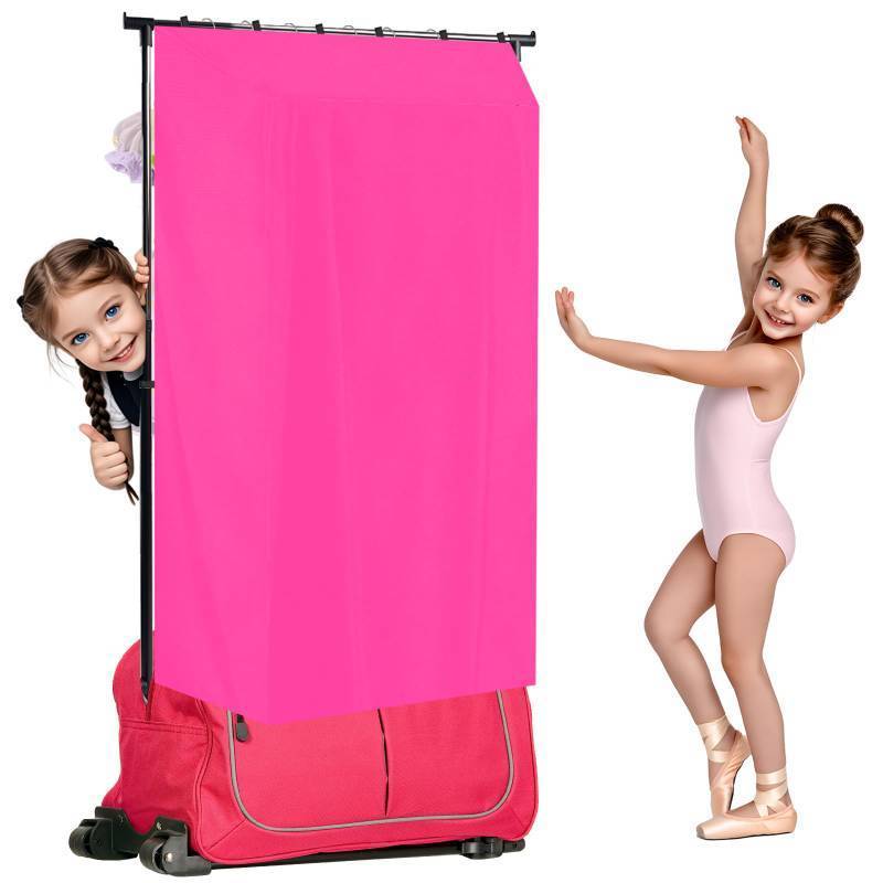 lot 8518 image: Privacy Curtain for Dance Bag Suitcase Portable Changing Room Black Three Sides Privacy Curtain Without Rack Privacy Partition Screens for Dancer Backstage Accessories, Camping (Rose Red)