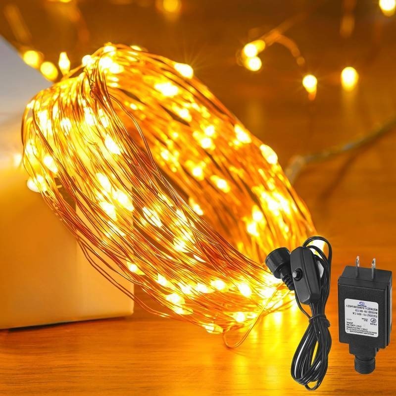 lot 8531 image: Ariceleo 33 Ft. Fairy Lights, 100 LED Waterproof Copper Wire Firefly String Lights, Cool White, Adapter Included, Starry String Lights for Indoor Outdoor Christmas Patio Wedding Decoration(1 Pack)