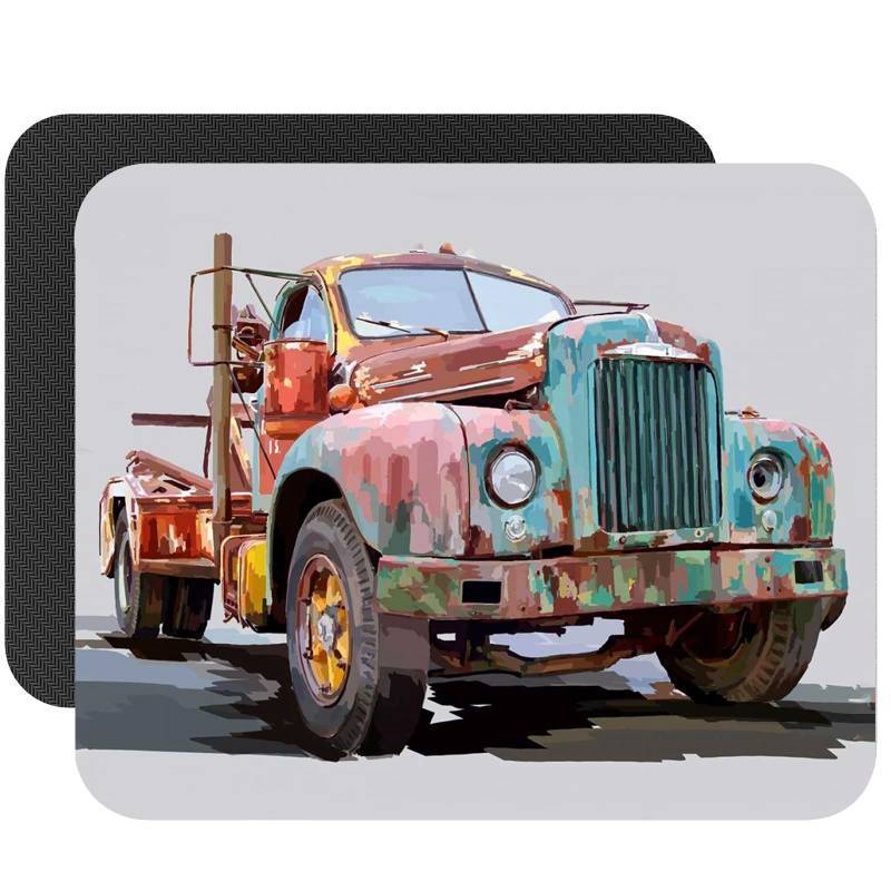 lot 8517 image: Vintage Truck Mouse Pad - Retro Classic Mouse Mat Design - Non-Slip Rubber Base 9.5 x 7.9 x 0.12 Inches Mousepad for Home and Office