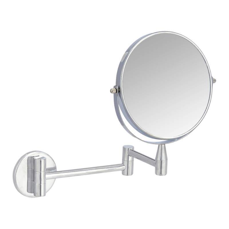 lot 8508 image: Amazon Basics Wall Mount Round Vanity Mirror with 360° Rotation, Double Sided, 1X5X Magnification, Adjustable, 12.8L x 10W, Chrome - Retail $25