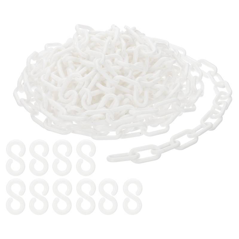 lot 8339 image: PATIKIL Plastic Chain Links, 30 Feet Safety Chains, White Plastic Chains for Barriers, Crowd Control, Queue Lines, Parking, Fences, Gate, Concerts, and Decoration
