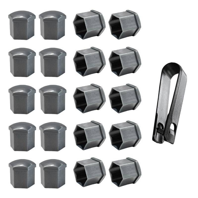 lot 8406 image: Yourkar 20 PCS Wheel Nut Covers Bolt Caps, 19mm Anti-Theft Wheel Lug Bolt Covers with Removal Tool, Automotive Hub Screw Exterior Protection Cap, Decorative Car Accessories (Normal, Gray)