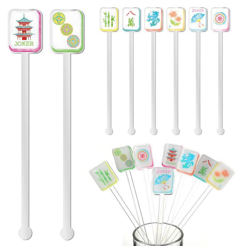 lot 7686 image: LemonRoad 8 Pcs Mahjong Swizzle Sticks Drink Stirrers for Cocktail Bars