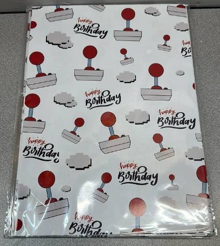 lot 6922 image: Lot of 3 WRAPLULU White Gaming Birthday Wrapping Paper - 4 Jumbo Sheets, 28  40 Inches - Retro Joystick Gift Wrap with HAPPY BIRTHDAY, Perfect for Kids Boys Girls Birthday Teens Gamers Party