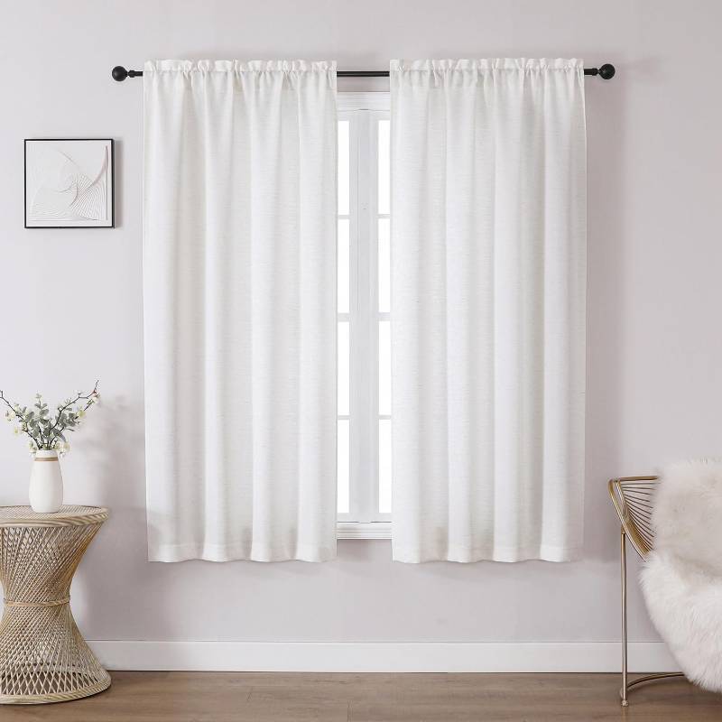 lot 8407 image: Chyhomenyc Bennet Linen Curtains 63 Inch Length 2 Panels, Faux Linen Textured Burlap Light Filtering Soft Rod Pocket Window Treatment Drapes for Living Room Bedroom, 40Wx63L Inch, Set of 2, Natural
