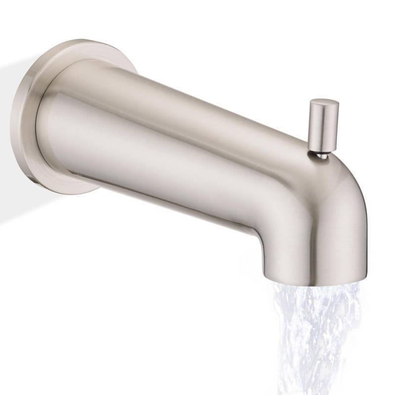 lot 8604 image: YASINU 7 Inch Slip on Bathtub Spout with Diverter, Compatible with Moen 38393853,Extra Long Diverter Tub Spout Fits 12 Copper Tube(58 Diameter),Brushed Nickel - Retail $34