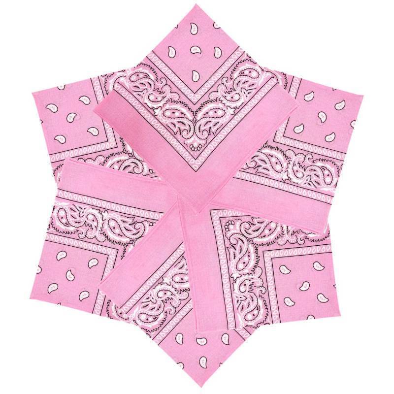 lot 8430 image: MDSTYLE 6 Pack 100% Cotton Bandanas 22 x 22 for Men & Women Paisley Handkerchief Headband Scarf Bandana (Pink)