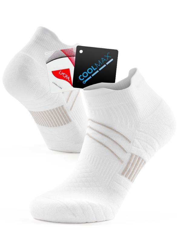 lot 8431 image: TRENDOUX Ankle Running Socks for Mens Women, Compression 15-20 mmHg Moisture Wicking Cushioned Athletic Socks for Tennis Cycling Golf Hiking White L 1 Pair
