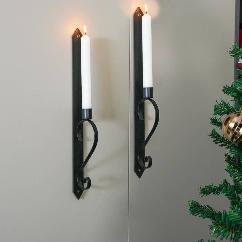 lot 8715 image: Black Wall Candle Holders Set of 2 Modern Candle sconces wall Decor Set of Two for Living Room Bedroom Dining Room Wall Decorations