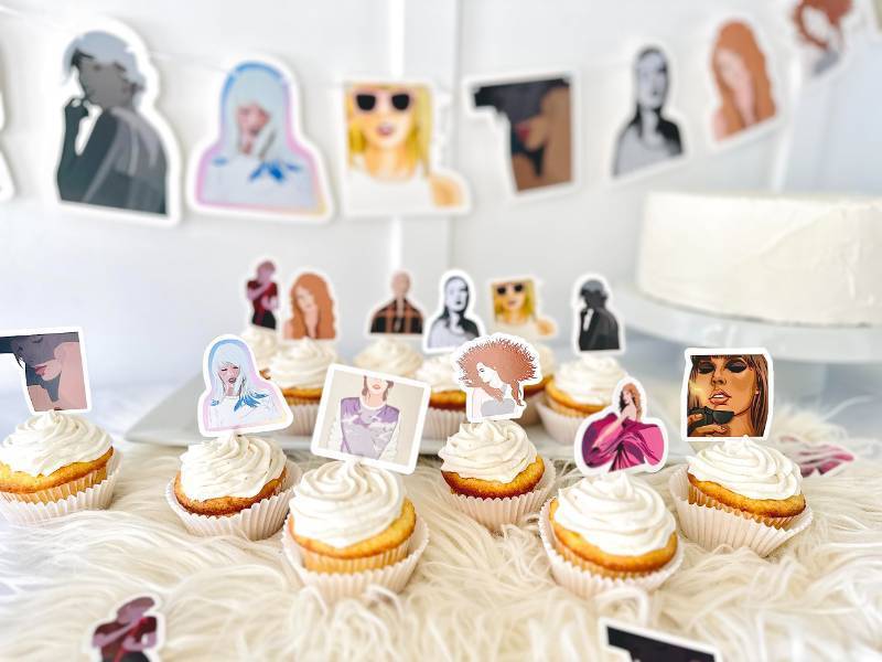lot 8708 image: PartyKandy Party Decorations for Music Birthday Decorations, ERAS Cutout Cake Toppers, Backdrop Banner Wall Decor, and Party Supplies (25 Pcs)