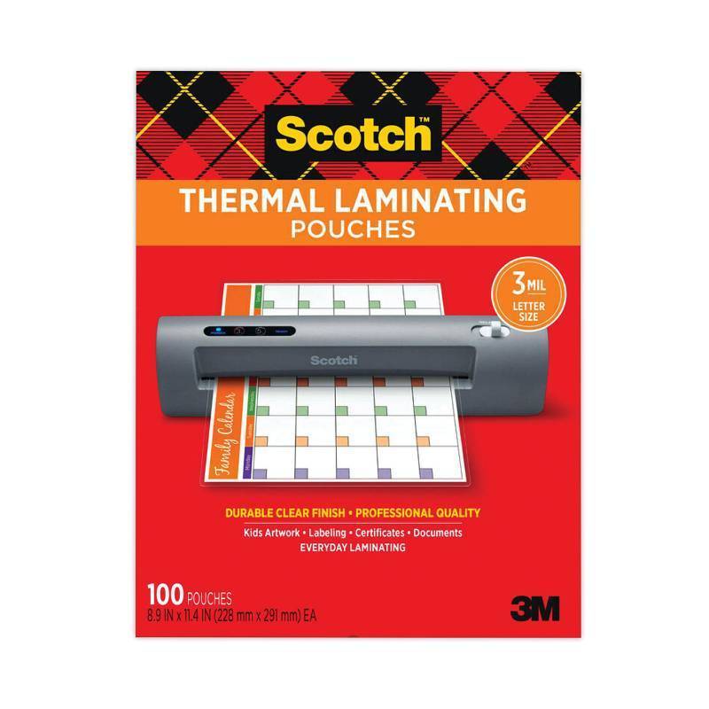 lot 8791 image: Scotch Thermal Laminating Pouches  100 Count  8.5  x 11   3 mil Thick