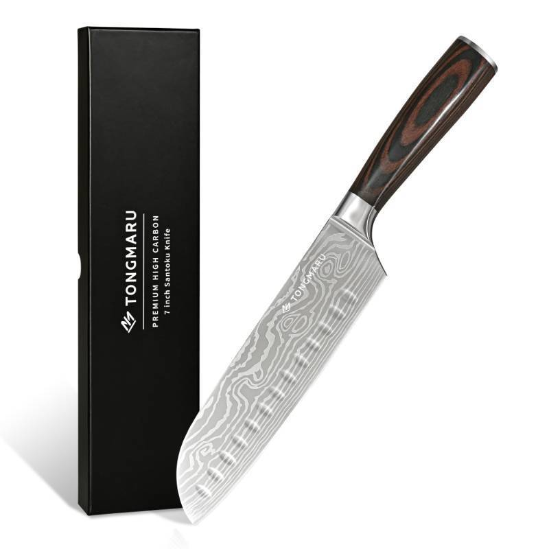 lot 8808 image: TONGMARU Cleaver Knife, 7 inch Professional High Carbon Razor Super Sharp German Stainless Steel - Chinese Chef Cooking Knife with Ergonomic Forged PakkaWood Handle, with Luxury Gift Box, for Family