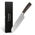 TONGMARU Cleaver Knife, 7 inch Professional High Carbon Razor Super Sharp German Stainless Steel - Chinese Chef Cooking Knife with Ergonomic Forged PakkaWood Handle, with Luxury Gift Box, for Family