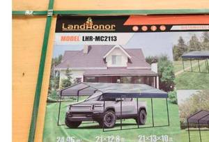 lot 10070 image: Unused Land Honor 20x20ft Metal Carport (LHR-MC2013)