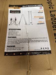 lot 10091 image: Unused Land Honor 8.2ft8.2ft Telescoping Aluminum A-Frame Ladder (LHR-TL638)