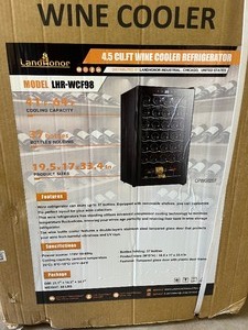 lot 10097 image: Unused Land Honor 4.5 Cu Ft Wine Cooler Refrigerator, 37 Bottle (LHR-WCF98)