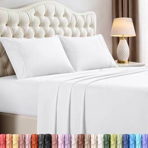 lot 2205 image: Full Sheets Set, 4 Pieces 16 Deep Pocket Hotel Luxury Bed Sheets, White - Retail $17