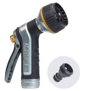 lot 2210 image: Melnor XT Metal 7-Pattern Hose Nozzle Rear Trigger, Slip-Resistant Grip - Retail $13